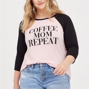 Torrid Classic Fit Raglan Top - Coffee Mom Pink & Black